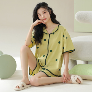 2026夏季新款莫代尔带胸垫多巴胺纯色睡衣女休闲宽松翻领睡衣套装