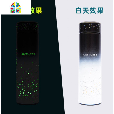 夜光保温杯男女创意个性潮流不锈钢水杯学生可爱便携杯子ins简约 FENGHOU E款(黑鹿)夜光杯