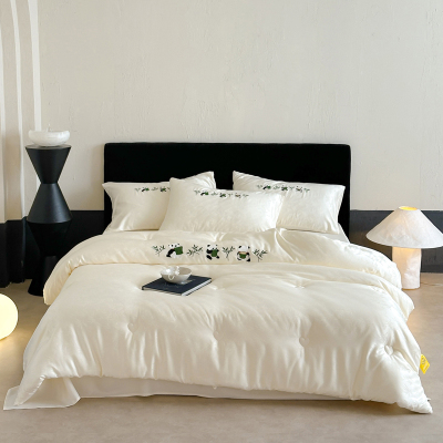 雅鹿 竹叶提花刺绣被