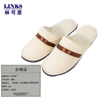 林可思 拖鞋 (丝带款)米色珊瑚绒[黑底防滑] 双