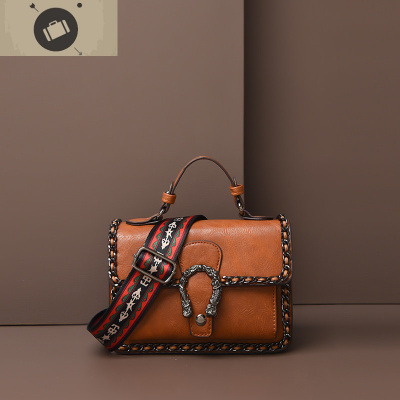 女士包包2020新款潮时尚春夏宽肩宽带手提百搭单肩包斜挎包小方包艾狄伊娃手提包