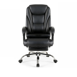 慧采云 老板椅可躺大班椅椅子办公椅书房电脑椅商务办公室升降转椅带搁脚 黑色牛皮（带搁脚钢制脚）