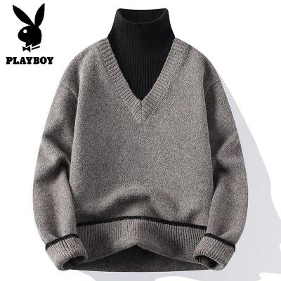 花花公子新款2025年秋冬半高领针织毛衣男