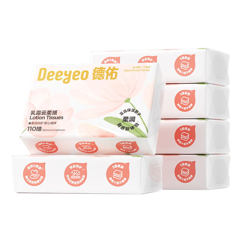德佑云柔纸110抽*6包*2提柔软触感乳霜10040102