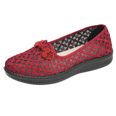 述雅夏季老北京布鞋女网鞋平底妈妈鞋透气凉鞋软底中老年人奶奶鞋