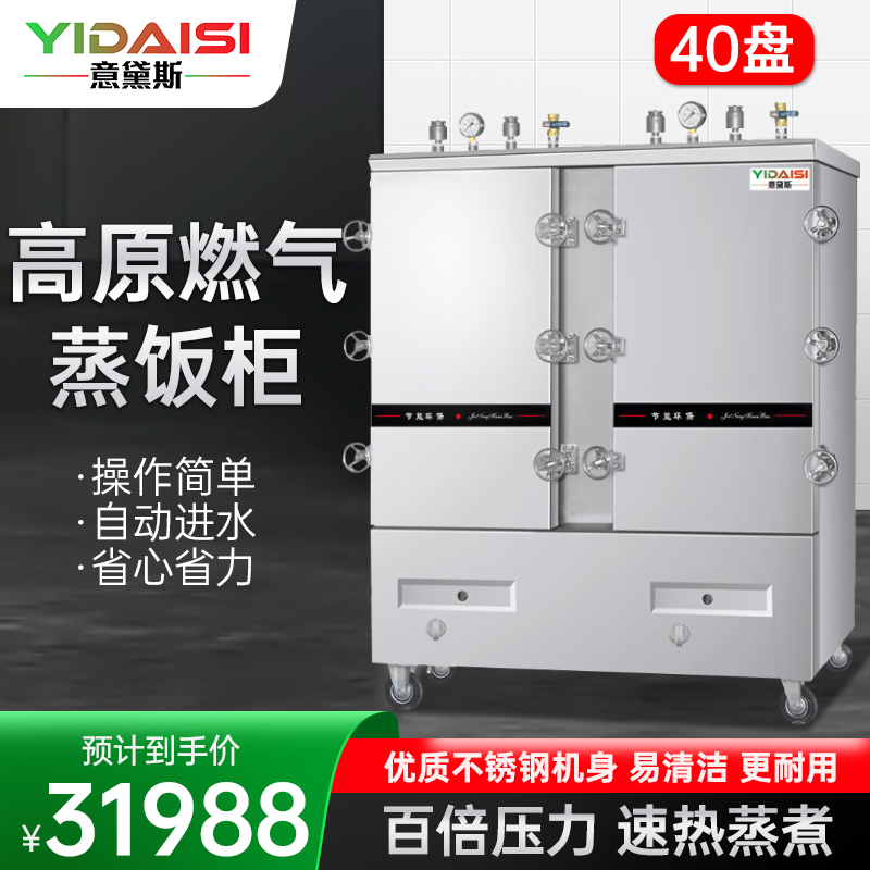意黛斯(YIDAISI)高原燃气蒸柜YDS-GYRX-40商用蒸饭柜食堂厨房电蒸箱蒸包炉燃气蒸饭车40盘 天然气/液化气