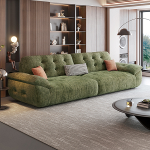 欧梵森 沙发简约现代布艺沙发小户型亲肤雪尼尔绒双人客厅直排沙发组合套装网红款客厅家具沙发套装 2.2米三人位 亲肤雪尼尔绒【抹茶绿】