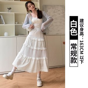 白色蕾丝蛋糕裙女2026新款春秋芭蕾风仙女半身裙a字高腰显瘦长裙