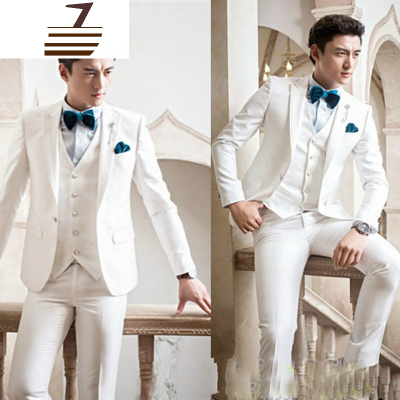 NEWLAKE影楼主题摄影时尚型男男士黑白色西装表演主持人宴会修身西服套装