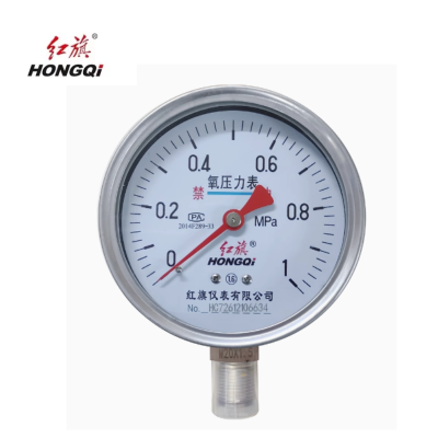 红旗 不锈钢氧气禁油压力表定制检测款 YO-100BF (压力值需备注) 块