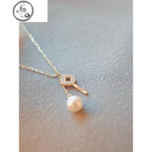 珍珠毛衣链女钥匙项链女锁骨链韩版简约百搭精致长款学生森系夏季 JiMi 珍珠钥匙项链