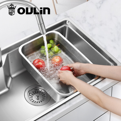 欧琳304不锈钢盆加厚 家用水槽盆中盆 储水沥水盆 单槽变双槽菜盆