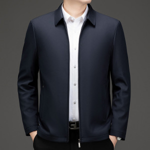 中老年干部装秋季男士外套商务休闲翻领爸爸装翻领行政夹克男