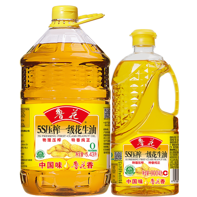 鲁花5S物理压榨一级花生油6.33L特香纯正食用油5.43L+900ML组合装