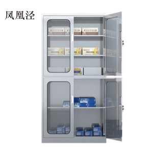 凤凰泾不锈钢柜子储物柜资料柜档案柜带锁文件柜304上下玻文件柜