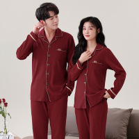 情侣睡衣春秋冬季棉质本命年喜庆结婚红色一男士一女士家居服套装_746