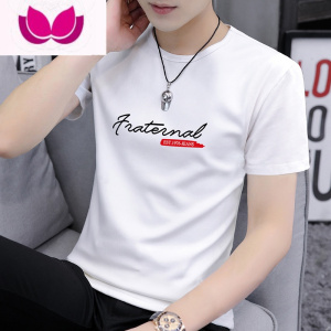 七斓[奥戴尔棉]夏季男士圆领短袖印花t恤衫潮流简约百搭半袖T恤