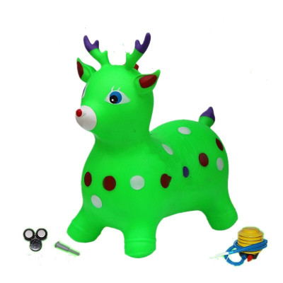 儿童充气音乐跳跳马加大加厚跳跳鹿小马橡胶充气幼儿园跳跳马儿坐骑音乐绿色卡通鹿单个