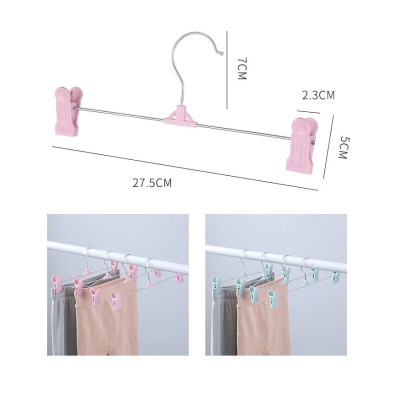 1/10个装带衣夹晒裤子衣架可伸缩晒裤架晒内衣袜子衣架双头带夹子衣架晾衣架防风防滑裤架清讯