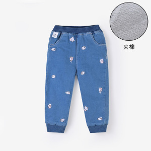 [福利]铅笔俱乐部童装女小童长裤冬装儿童牛仔棉裤宝宝保暖裤子
