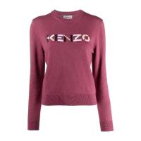 高田贤三(Kenzo)女款logo刺绣套头衫羊毛拼聚酯纤维圆领长袖运动
