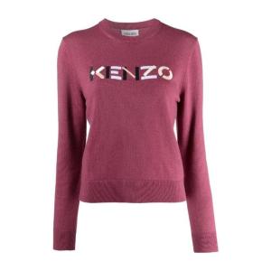 高田贤三(Kenzo)女款logo刺绣套头衫羊毛拼聚酯纤维圆领长袖运动