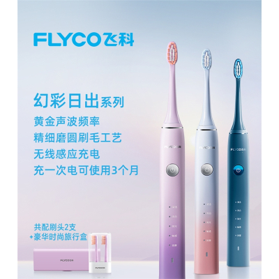 飞科声波电动牙刷情侣套装充电式全自动成人美白男女学生党软毛刷