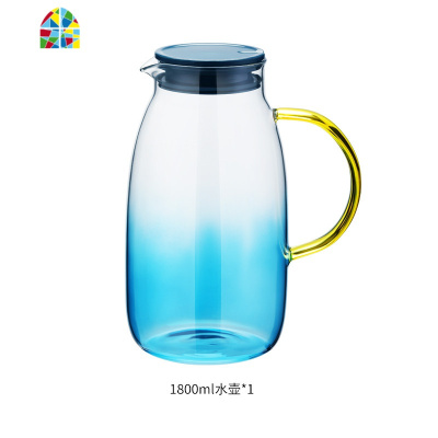 北欧凉水壶日式大容量开水杯可高温茶壶套装创意玻璃冷水壶 FENGHOU 2只白金青杯300ml
