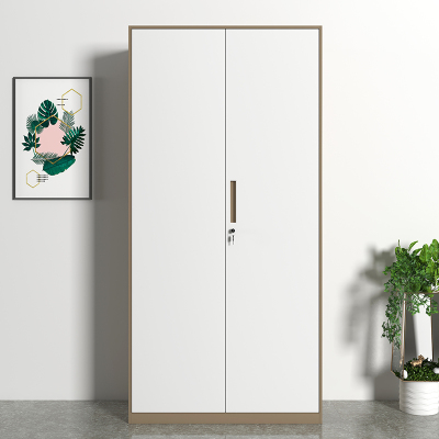 初嘉WJGT-014钢制文件柜窄边资料柜拆装档案柜带锁储物柜咖白套铁门文件柜