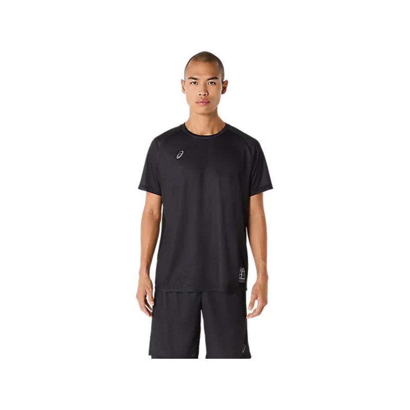 Asics男士速干印花运动T恤环保材质吸湿排汗跑步训练上衣