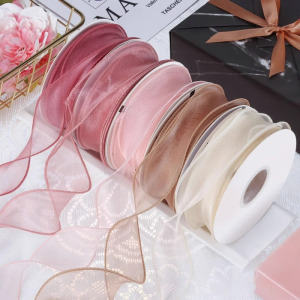 企采严选 鱼尾纱丝带人鱼姬拷边纱带花束缎带雪纱雪纺鲜花包装蛋糕扎带编织10卷帝王金