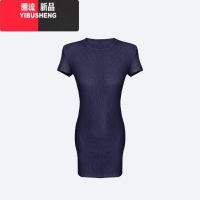 YIBUSHENG藏蓝色针织包臀连衣裙短裙女季轻欧式性感辣妹小妈收腰包臀裙子