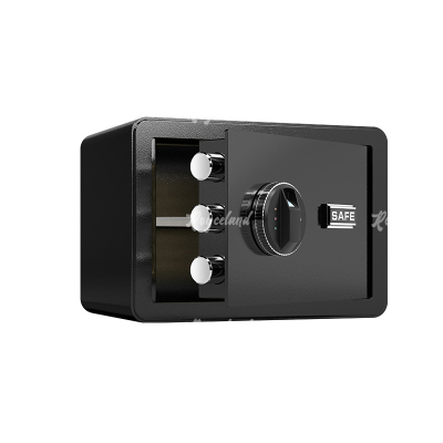 洛诗莲LSL40618087小型保险柜密码保险箱全钢防盗保管箱 25cm黑色指纹密码款