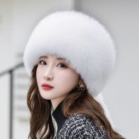 举翼王子冬季女士护耳保暖皮草帽子整皮狐狸毛三尾巴流苏蒙古帽