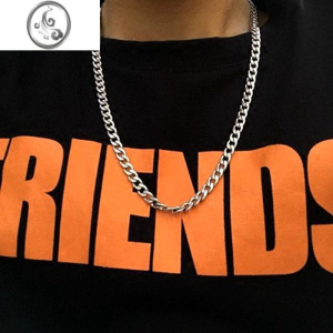 JiMi潮牌百搭钛钢古巴项链男嘻哈风链子女生款高街锁骨hiphop男士配饰