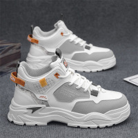 秋冬季新款潮流圆头百搭透气松紧带厚底舒适休闲纯色舒适运动男鞋