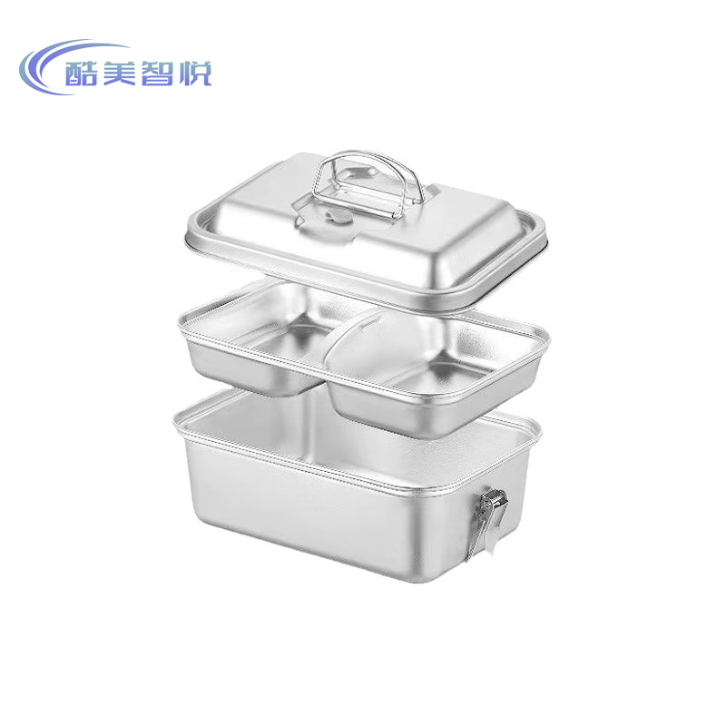 酷美智悦 304不锈钢饭盒1.5L双层方形18*13*8cm KM-BH561 个