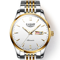 卡梭(KASSAW)手表男时尚商务全自动机械表男表日历星期夜光防水薄款男士手表机械表男K876G