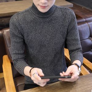 男士加厚毛衣新款秋冬帅气男韩版修身打底衫保暖套头针织衫毛线衣