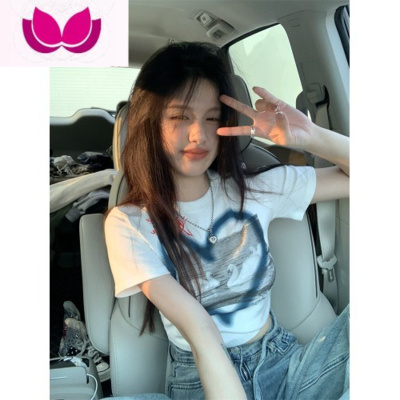 七斓率性出街~显瘦短款印花T恤女正肩圆领百搭修身短袖辣妹上衣