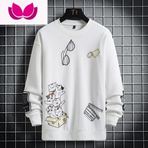 七斓长袖t恤男款小衫潮夏季薄款印花卡通学生圆领打底衫卫衣秋衣