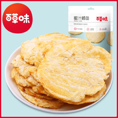 百草味(BE&CHEERY)蜜汁鳕鱼80g-鱼干烤鱼片海味即食零食干货休闲小吃