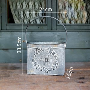 美帮汇铁艺花盆铁皮桶花桶复古做旧鲜花干花多肉花器花篮花店装饰 铁皮桶圆形花纹(小号) 大