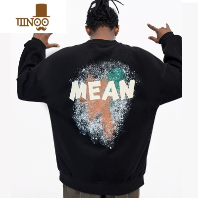 YANXU2023新款卫衣男潮牌圆领感款印花美式男士上衣潮流