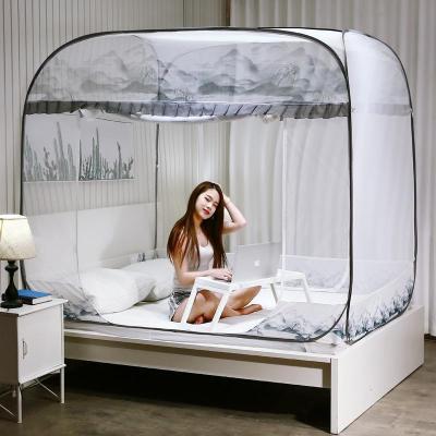 美帮汇家用免安装蒙古包蚊帐1.8m床 可折叠学生宿舍1.5圆顶纹账