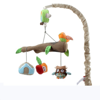 婴儿床挂件玩具床铃挂饰推车吊挂床玲宝宝床头铃音乐旋转摇铃风铃粉色童话+单曲音乐盒+支架（需转动上链）