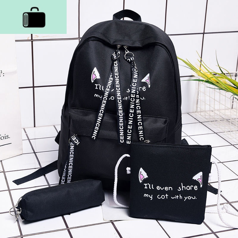 大容量ulzzang 书包女韩版学院风百搭双肩包初中高中学生可爱背包NEW LAKE