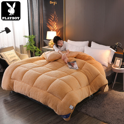 花花公子(PLAYBOY)简约加厚纯色羊羔绒被子冬季被芯保暖棉被冬季单人学生宿舍秋冬双人被