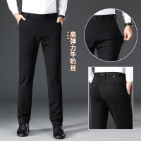 夏季新款男士高弹力休闲西裤商务薄款锦氨冰丝直筒休闲裤男