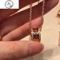 925纯银宝格利项链女小红人慈善款玫瑰金黑陶瓷男女情侣锁骨链 JiMi